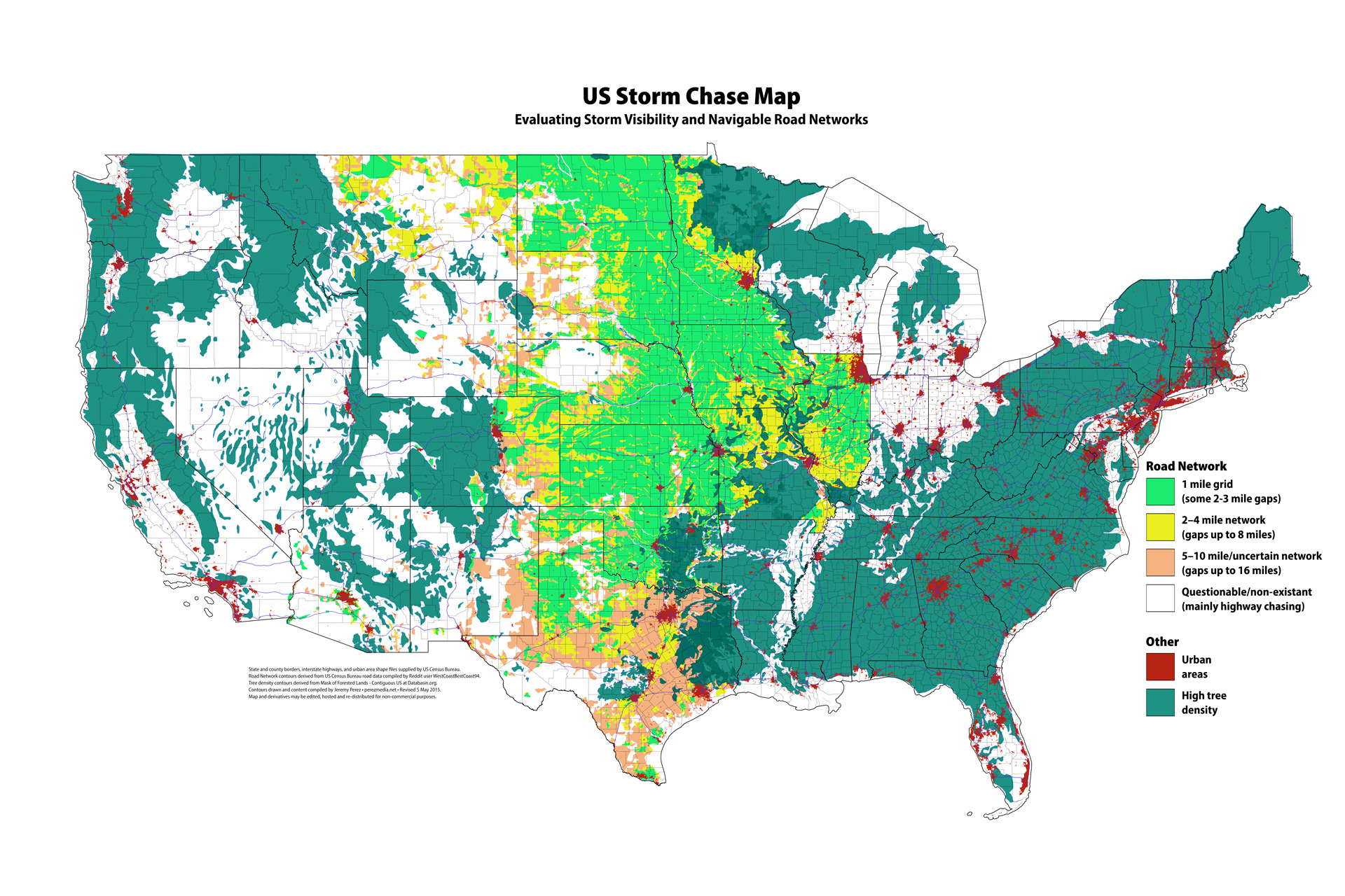 US Storm Chasability Map